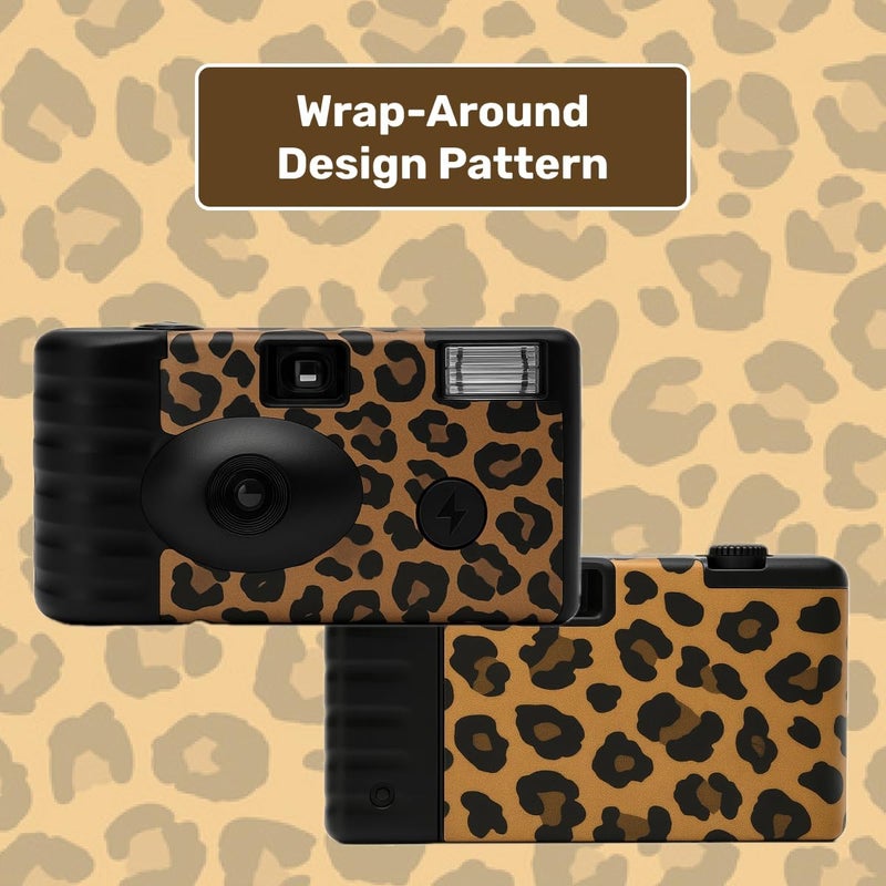 Lensy Disposable Film Camera – 35mm | 24 Shots | Perfect for Vacations, Parties, Weddings & Events, Easy-to-Use | Built-in Flash | Retro Photos | Film Included | No Batteries Needed (Cheetah Print) - Image 3